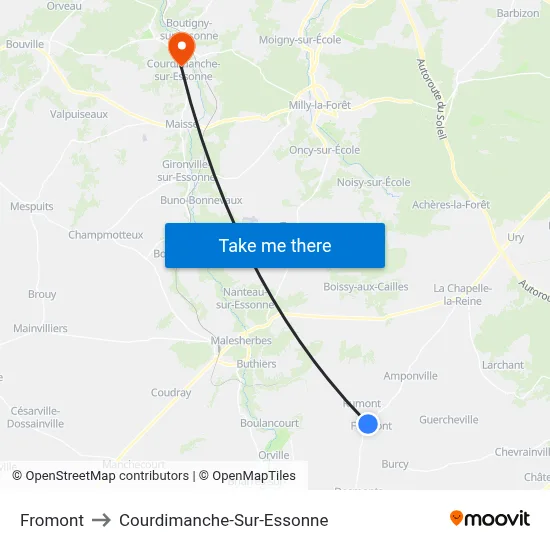 Fromont to Courdimanche-Sur-Essonne map
