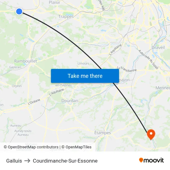 Galluis to Courdimanche-Sur-Essonne map
