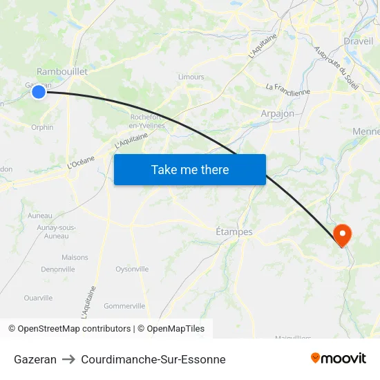 Gazeran to Courdimanche-Sur-Essonne map