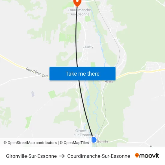 Gironville-Sur-Essonne to Courdimanche-Sur-Essonne map