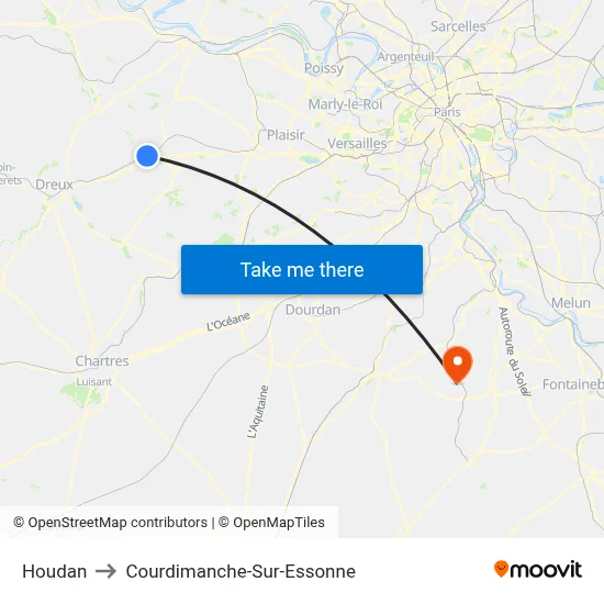 Houdan to Courdimanche-Sur-Essonne map