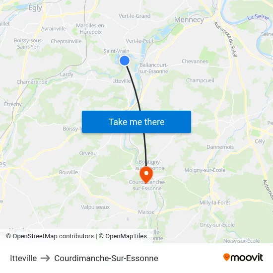 Itteville to Courdimanche-Sur-Essonne map