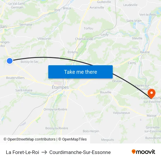 La Foret-Le-Roi to Courdimanche-Sur-Essonne map