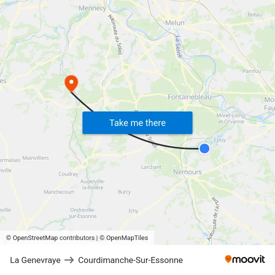 La Genevraye to Courdimanche-Sur-Essonne map