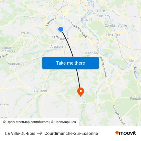 La Ville-Du-Bois to Courdimanche-Sur-Essonne map