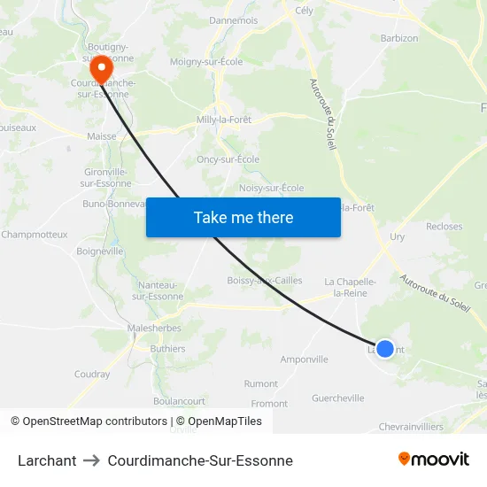 Larchant to Courdimanche-Sur-Essonne map