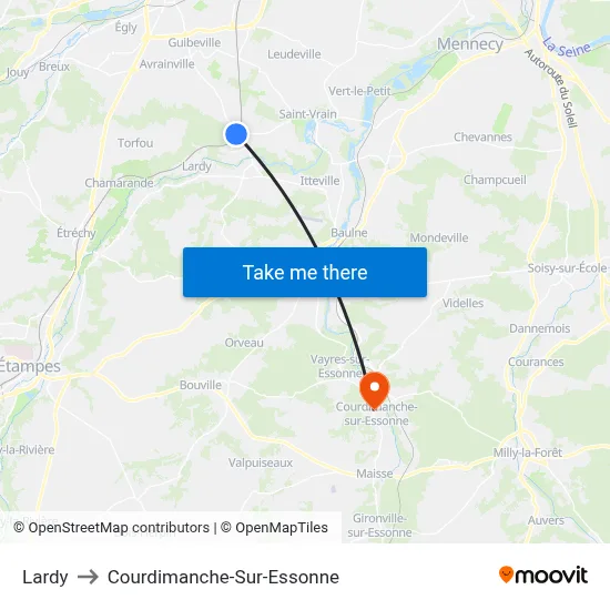 Lardy to Courdimanche-Sur-Essonne map