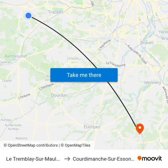 Le Tremblay-Sur-Mauldre to Courdimanche-Sur-Essonne map