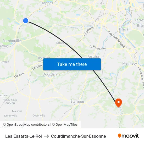 Les Essarts-Le-Roi to Courdimanche-Sur-Essonne map