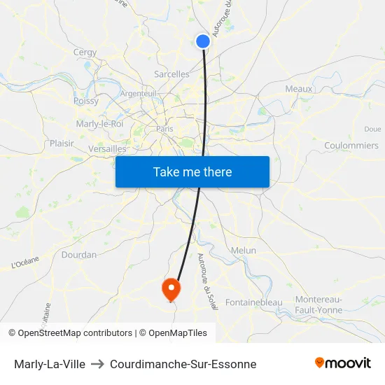 Marly-La-Ville to Courdimanche-Sur-Essonne map