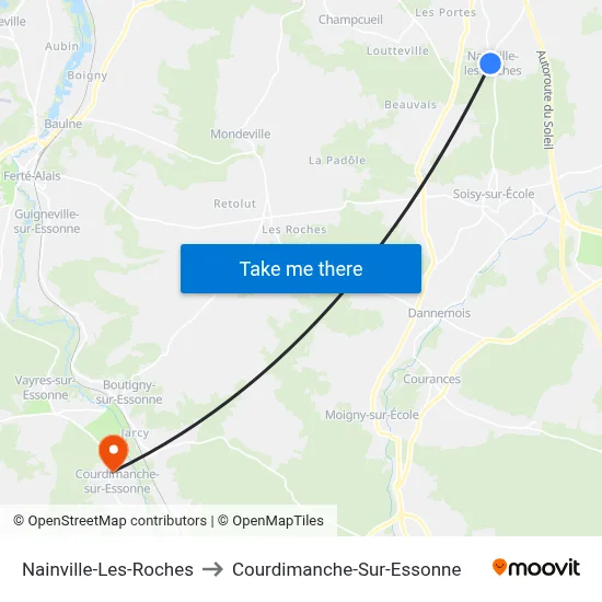 Nainville-Les-Roches to Courdimanche-Sur-Essonne map