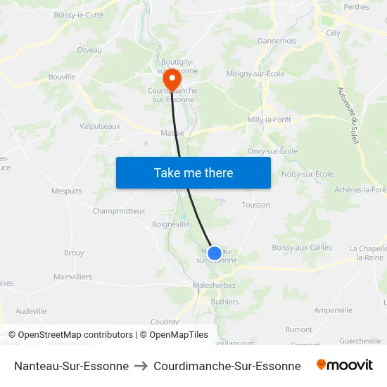 Nanteau-Sur-Essonne to Courdimanche-Sur-Essonne map