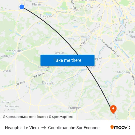 Neauphle-Le-Vieux to Courdimanche-Sur-Essonne map