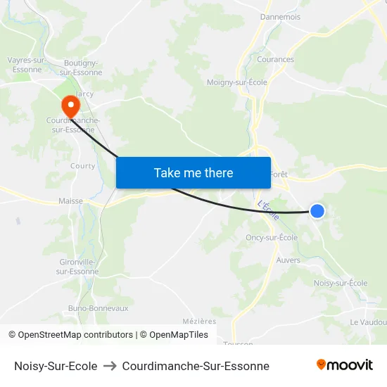 Noisy-Sur-Ecole to Courdimanche-Sur-Essonne map