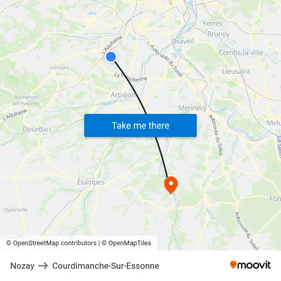 Nozay to Courdimanche-Sur-Essonne map