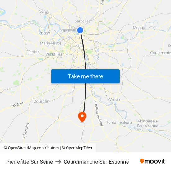 Pierrefitte-Sur-Seine to Courdimanche-Sur-Essonne map