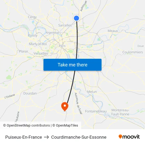 Puiseux-En-France to Courdimanche-Sur-Essonne map