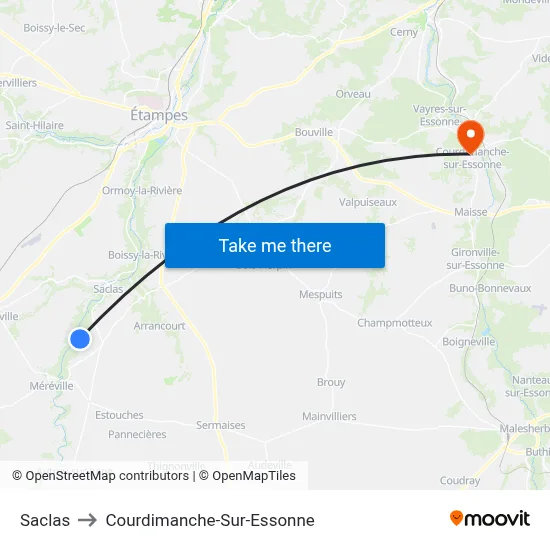 Saclas to Courdimanche-Sur-Essonne map