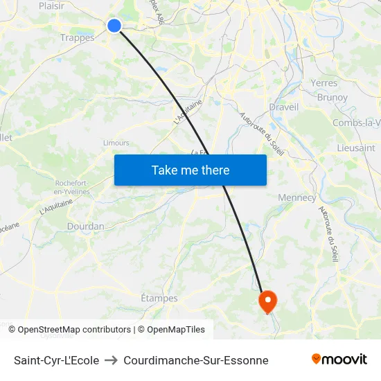 Saint-Cyr-L'Ecole to Courdimanche-Sur-Essonne map