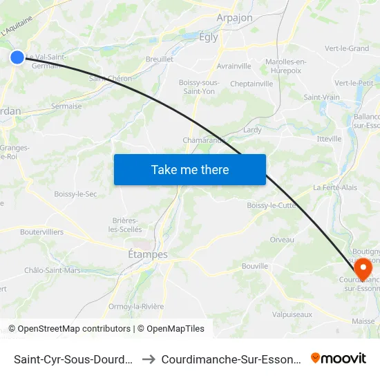 Saint-Cyr-Sous-Dourdan to Courdimanche-Sur-Essonne map