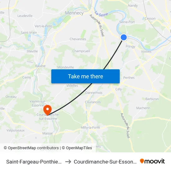 Saint-Fargeau-Ponthierry to Courdimanche-Sur-Essonne map