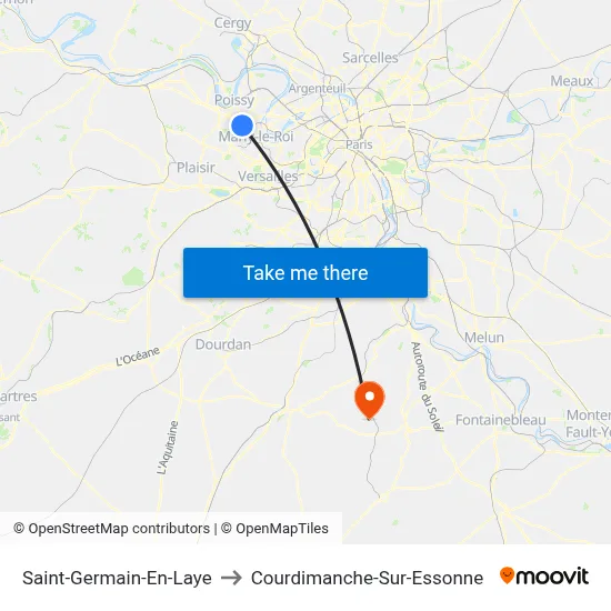 Saint-Germain-En-Laye to Courdimanche-Sur-Essonne map