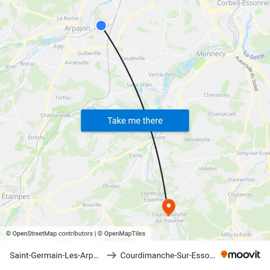 Saint-Germain-Les-Arpajon to Courdimanche-Sur-Essonne map