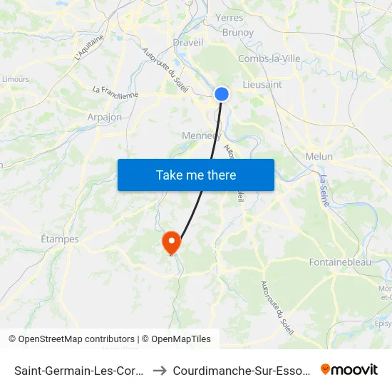 Saint-Germain-Les-Corbeil to Courdimanche-Sur-Essonne map