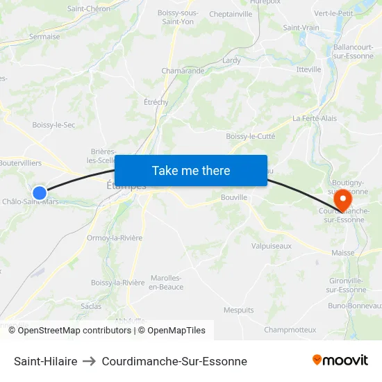 Saint-Hilaire to Courdimanche-Sur-Essonne map