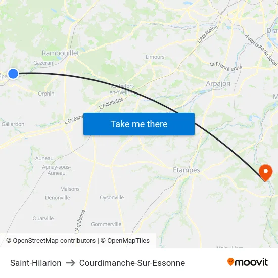 Saint-Hilarion to Courdimanche-Sur-Essonne map