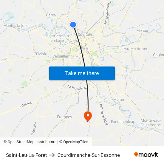 Saint-Leu-La-Foret to Courdimanche-Sur-Essonne map