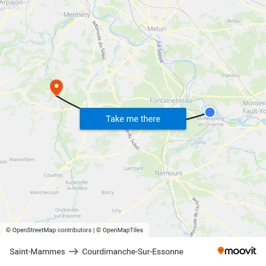 Saint-Mammes to Courdimanche-Sur-Essonne map