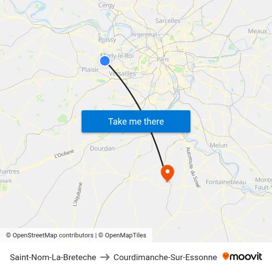 Saint-Nom-La-Breteche to Courdimanche-Sur-Essonne map