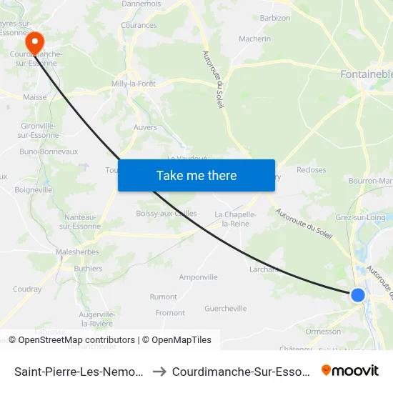 Saint-Pierre-Les-Nemours to Courdimanche-Sur-Essonne map