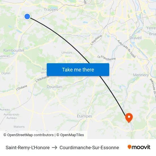 Saint-Remy-L'Honore to Courdimanche-Sur-Essonne map