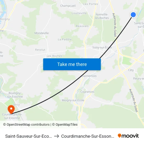 Saint-Sauveur-Sur-Ecole to Courdimanche-Sur-Essonne map