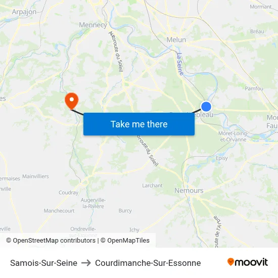 Samois-Sur-Seine to Courdimanche-Sur-Essonne map