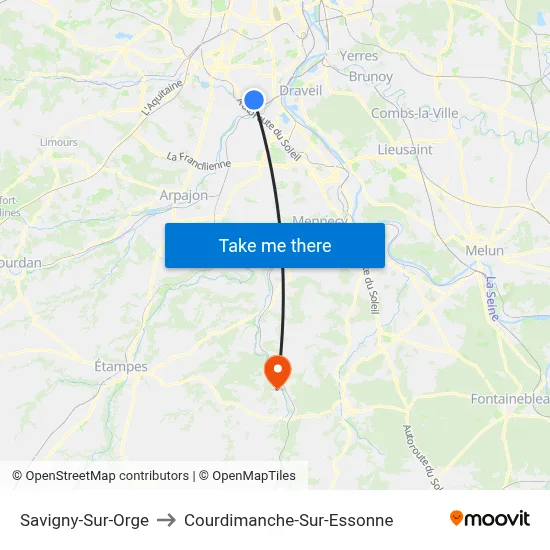 Savigny-Sur-Orge to Courdimanche-Sur-Essonne map