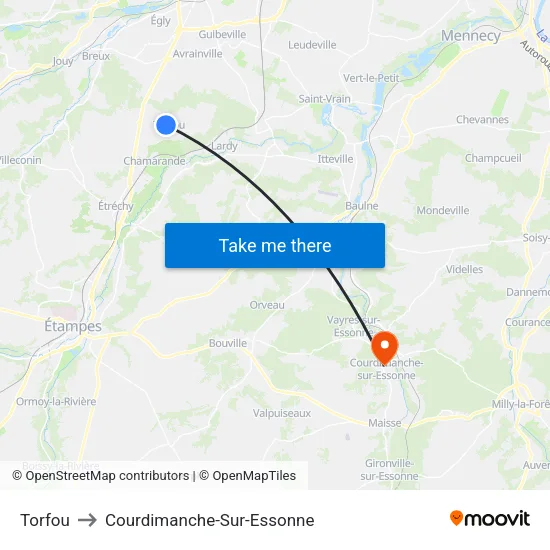 Torfou to Courdimanche-Sur-Essonne map