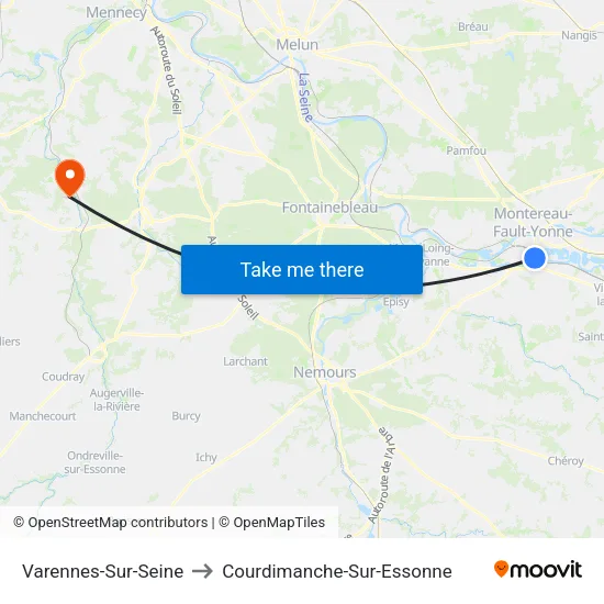 Varennes-Sur-Seine to Courdimanche-Sur-Essonne map