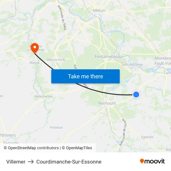 Villemer to Courdimanche-Sur-Essonne map