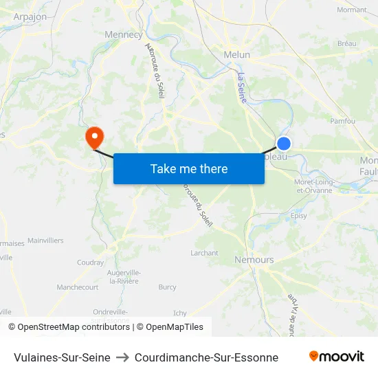 Vulaines-Sur-Seine to Courdimanche-Sur-Essonne map