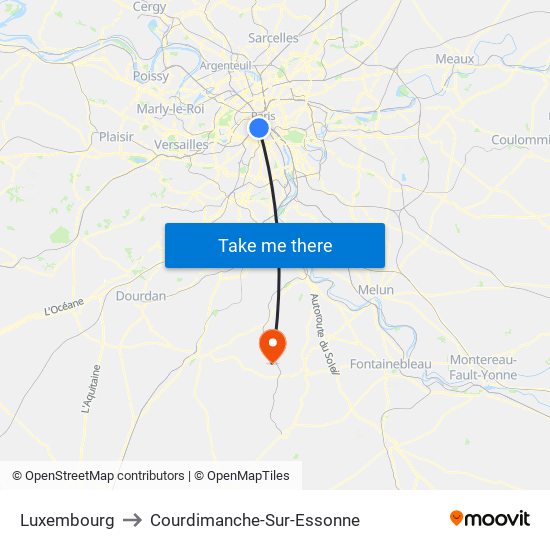 Luxembourg to Courdimanche-Sur-Essonne map