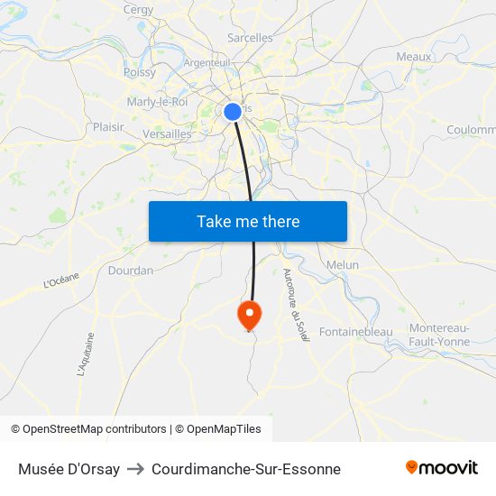 Musée D'Orsay to Courdimanche-Sur-Essonne map