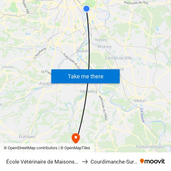 École Vétérinaire de Maisons-Alfort - Métro to Courdimanche-Sur-Essonne map