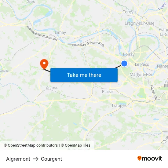 Aigremont to Courgent map