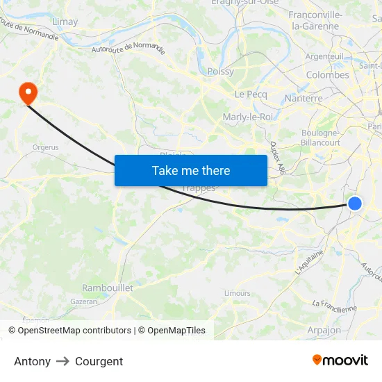 Antony to Courgent map