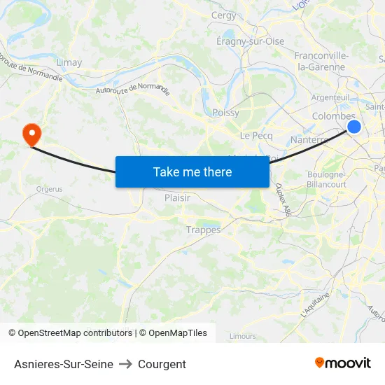 Asnieres-Sur-Seine to Courgent map