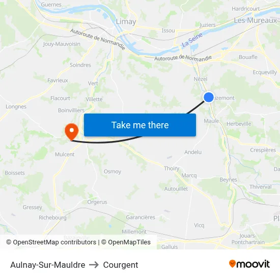 Aulnay-Sur-Mauldre to Courgent map
