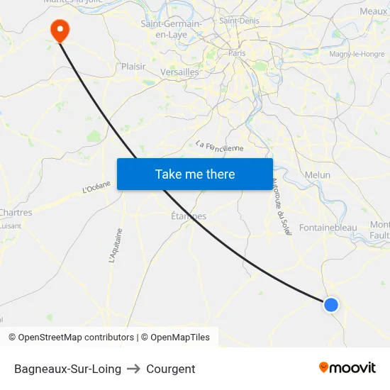 Bagneaux-Sur-Loing to Courgent map